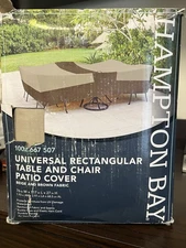 Hampton Bay Rectangular Outdoor Patio Table with Chair Cover