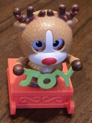 4'' ''Joy'' Sun Dancing Reindeer Bobble Head Moving Head On A Red Sled