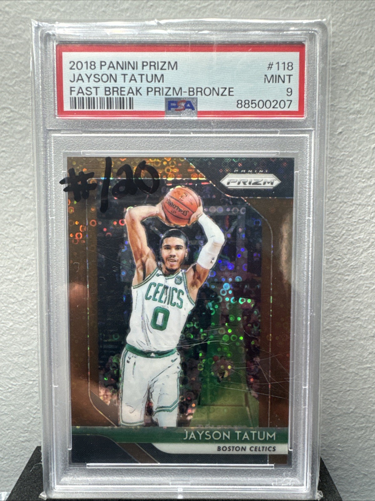 2018 Panini - Prizm Bronze Fast Breaks Jayson Tatum 16/20 #118 PSA 9 Celtics view 2