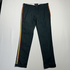 SCOTCH SODA STUART MEN'S BLUE NAVY PANT CHINO W32 L32 SLIM STRAIGHT TROUSERS ZIP