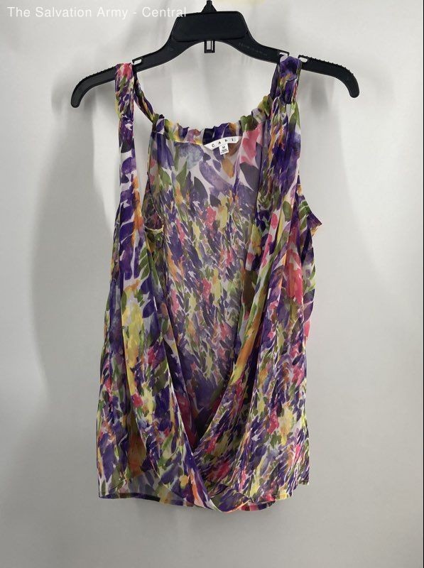 Cabi Womens Multicolor Abstract Print Surplice Neck Tank Top Size Medium