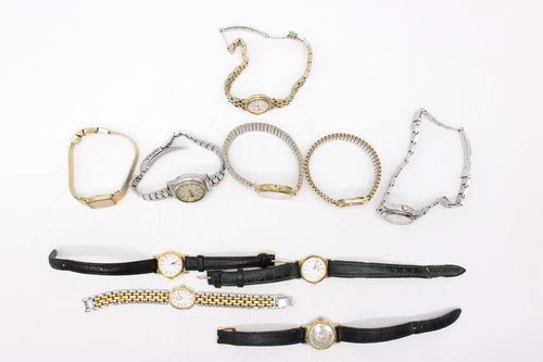 A x10 Vintage Ladies Seiko Gold Tone Quartz Wristwatches Not Tested