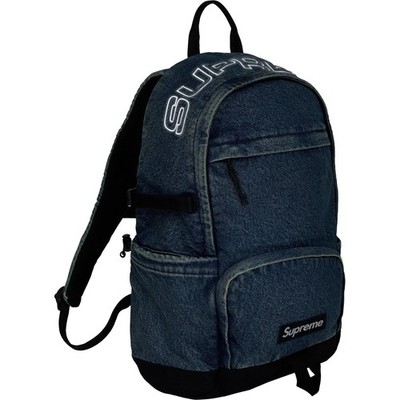 Supreme Denim Backpack Washed Indigo Reflective Logo Water
