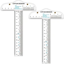 2PCS 6 inch/15cm T-Shape Acrylic Transparent T-Ruler for Drafting and General La
