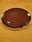 Vintage Hull Pottery Oval Serving Platter 9"x 12" Brown Drip U.S.A Oven Proof