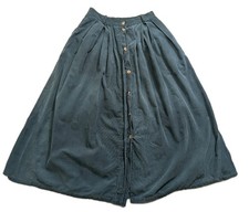 Vintage Corduroy Prairie Skirt Teal Button Front Pleated Cottagecore Women 10