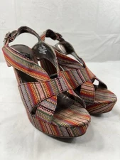 Crown Vintage multicolor platform wedge sandals Size 8.5 M