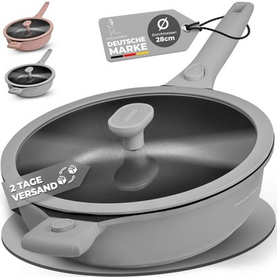 TRAUMLEBEN  Bratpfanne 28 cm mit Deckel Antihaftbeschichtet Hoher Rand Induktion