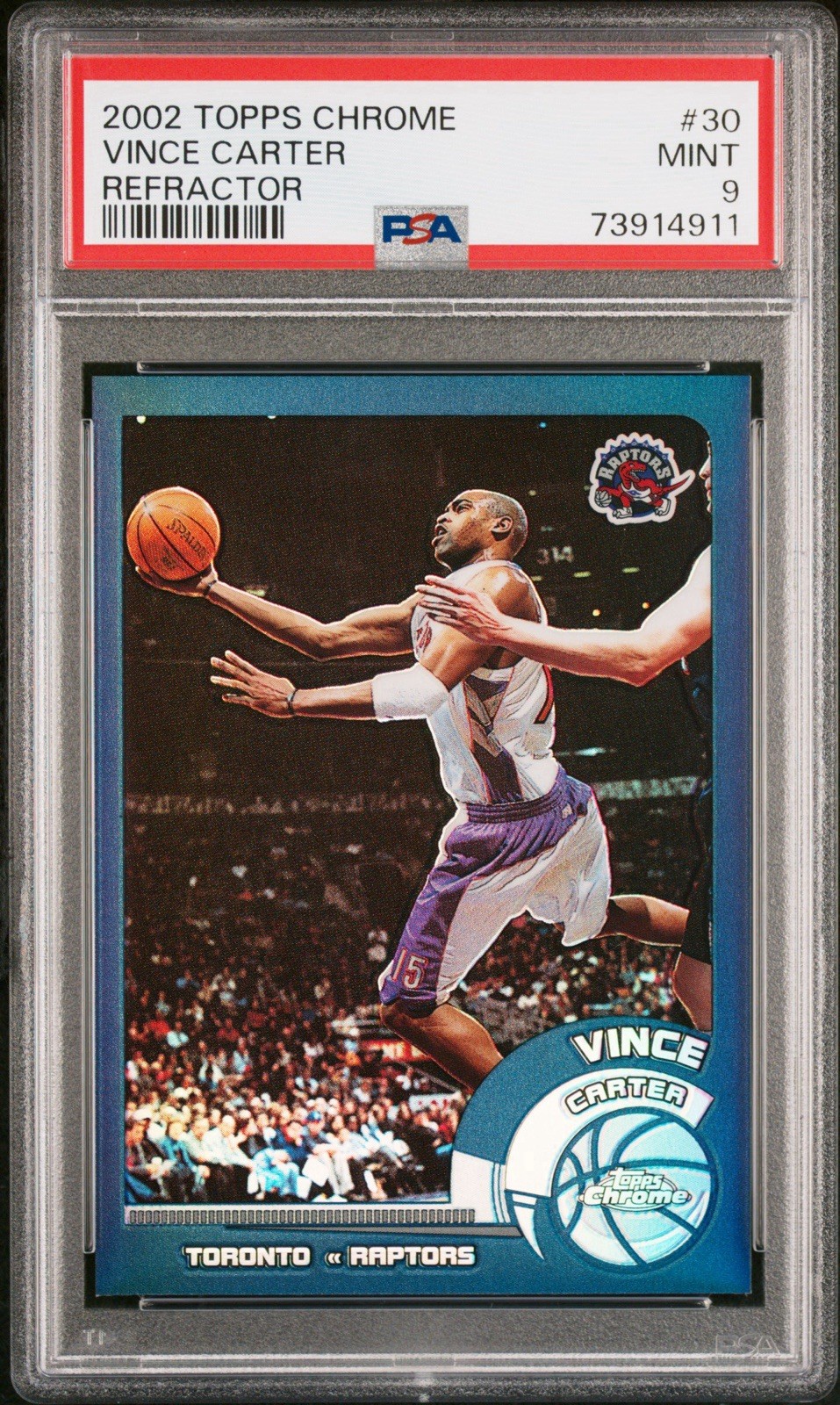 2002 Topps Chrome Vince Carter #30 Refractor PSA 9