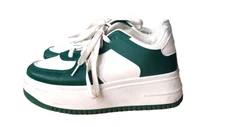 Top Moda Women Fashion Sneakers Lace Up Sporty Dunk MONTANA Green White Size 6.5