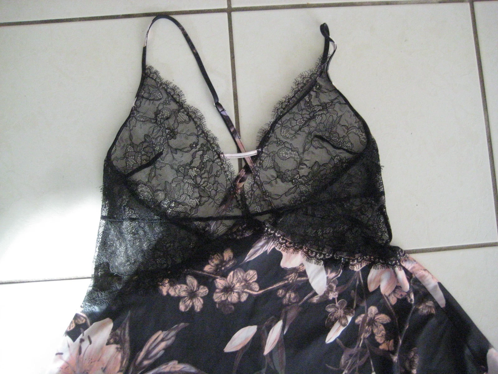 UNDERCOVER Abito Victoria's Secret floreale raso sexy chemise slip taglia L