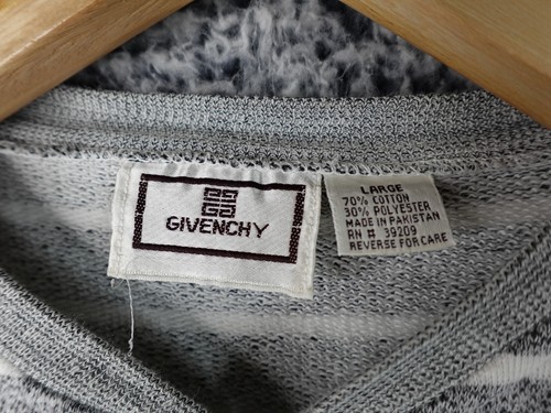 Vtg Givenchy Men's Striped Short Sleeve Crewneck Sweatshirt Gray Size L Casual - Picture 6 of 17