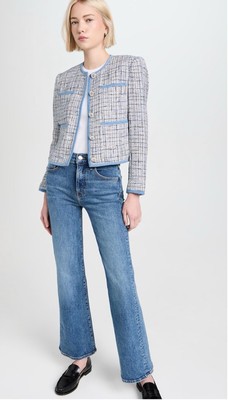 NWT $298 Veronica Beard Crosbie Loafer Length Wide-Leg Jean in Sedona