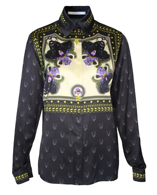 GIVENCHY Black Panther & Floral Print Button Down Shirt, AW11, 40 IT / US 4