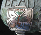 SILVER INLAID WATCH BAND:  STAN SLIM, NAVAHO,   VINTAGE — photo 3
