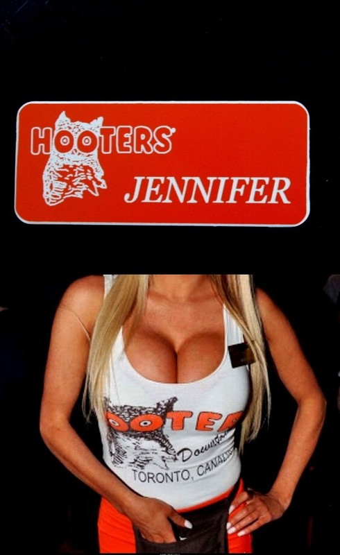 Hooters Uniform Jennifer Name Tag Pin Back Up Role Play Halloween Costume xtra