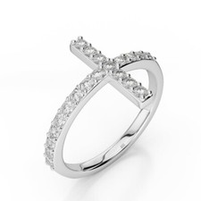 0.63 Ct Round Cut Real Moissanite Anniversary Bridal Ring 950 Platinum Size 8.5