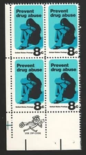 US. 1438. 8c. Prevent Drug Abuse Issue. Zip Block of 4. MNH. 1971