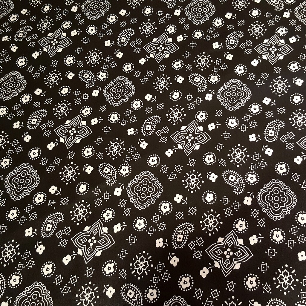 Black Bandana Print Fabric