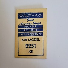 NOS Waltham Pioneer 2251 Model 678 .08 Mainspring  New Old Stock