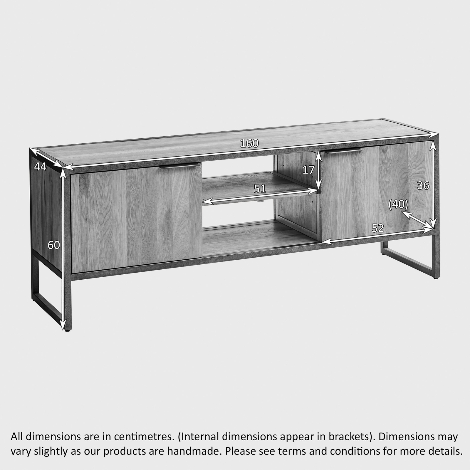 Oak Furnitureland Large TV Media Unit Brooklyn Solid Oak Metal RRP £449