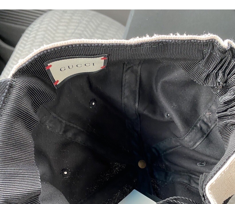 Gucci Black Gabardine Baseball Cap Hat Unisex Size L Logo image 4