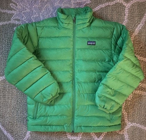 Patagonia Down Sweater Puffer Jacket Full Zip Green YOUTH Size 8! EEUC!