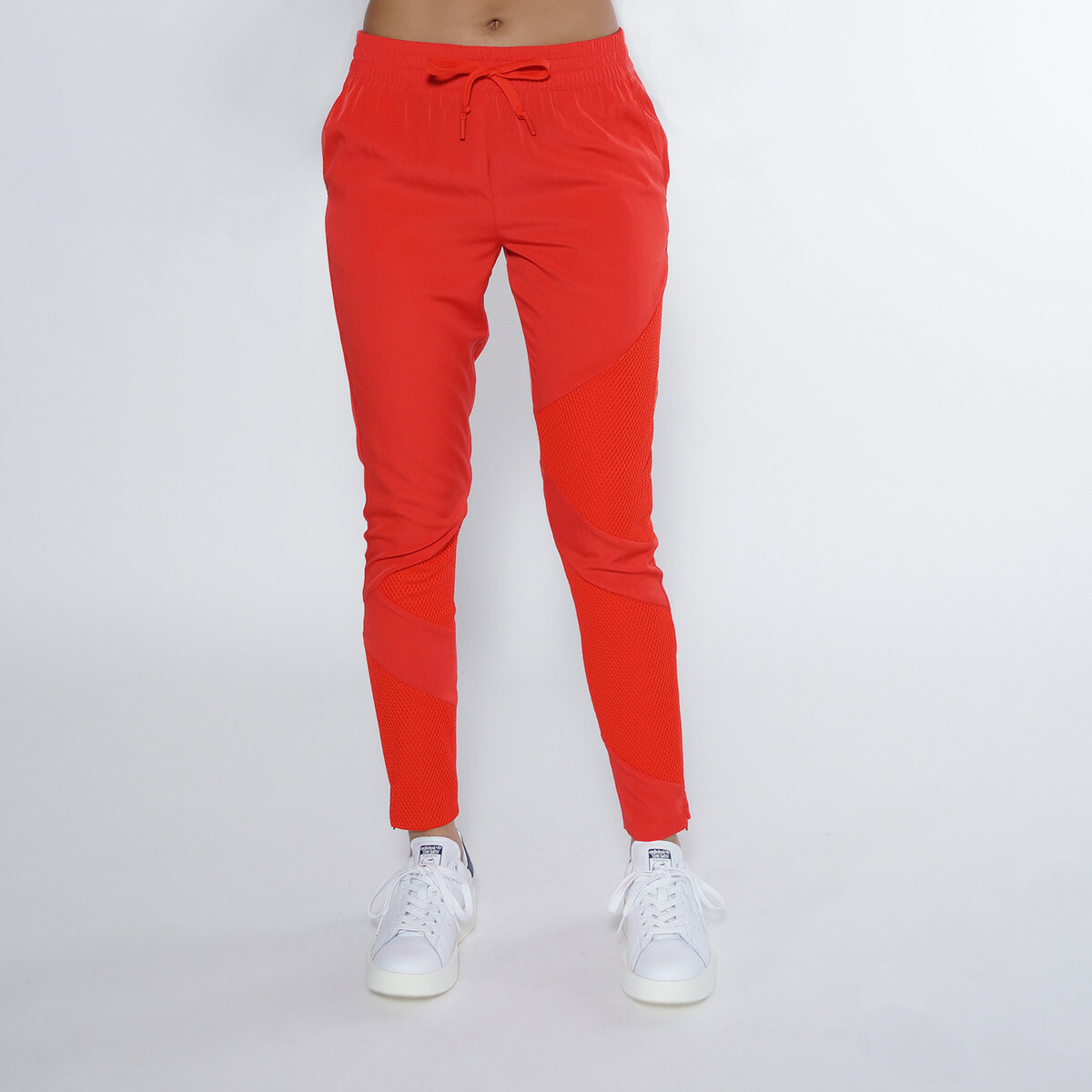 Adidas Womens Track Pants Red Orange SZ XL Mesh Inset Zip Ankle