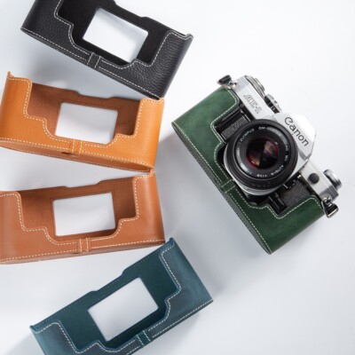 For Canon AE-1 AE-1P A-1 Handmade Real Leather Half Camera Case Bag Cover