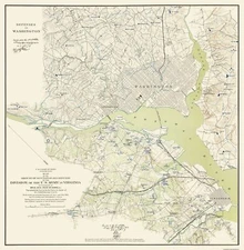 Historical Civil War Map - Washington DC Defenses - Bache 1861 - 23 x 23.5