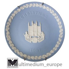 Wedgwood Porcelain Plate Guildhall London Christmas 1987 Blue White Vintage