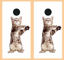 Playful Attack Kittten Cat Cornhole Board Wraps FREE LAMINATION 3718