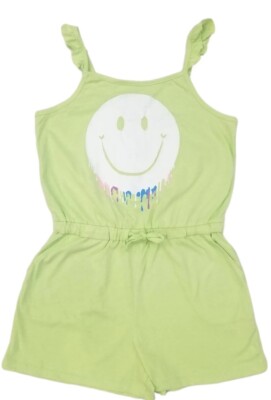 Girls Justice Neon sizeXL (16-18) Lime Green Smiley Face Romper Jumper Jumpsuit