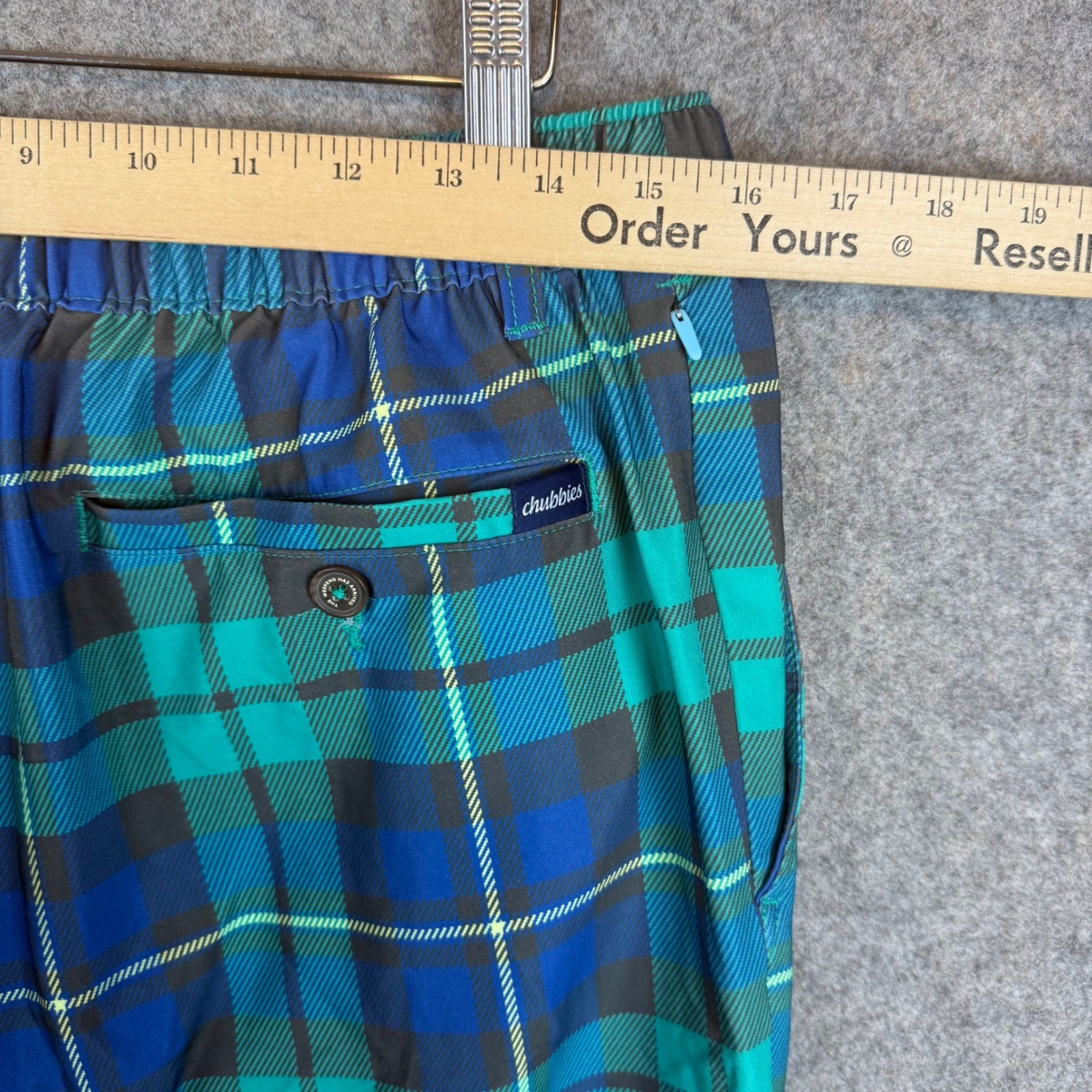 Chubbies Everywear Pants Mens L Green Plaid Stretch Casual Lounge Trousers