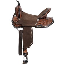 Double T Heritage Rose Spinal Relief Barrel Style Horse Saddle - 15, 16 Inch