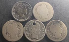 (5) Barber Dimes w/ Damage or Indiscernible Dates incl 1899(O) *True Auction*
