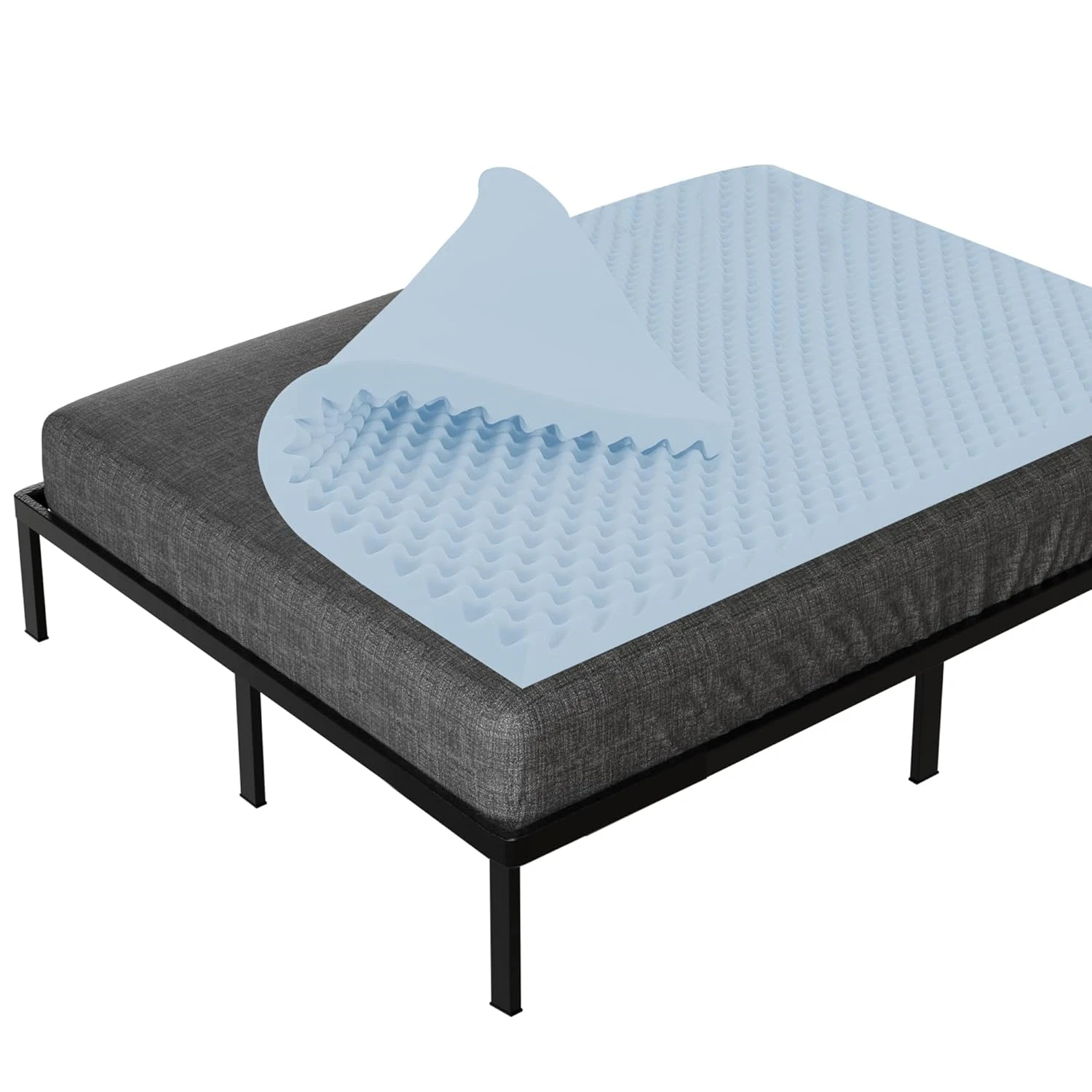 Treaton 1-Inch Convoluted Gel Infused Memory Foam Mattress Topper with Egg Shell
