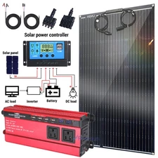 2025 NEW Complete Solar Panel Kit 5000W Power Inverter 12V to 110V Home Off Grid