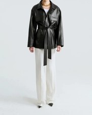 Genuine Casual Black Coat Trench Handmade Lambskin Short Leather Women's Stylish