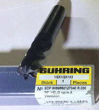 New Guhring 1/2" Solid Carbide End Mill 5 Flute 38 Deg. Helix nano-A .030R