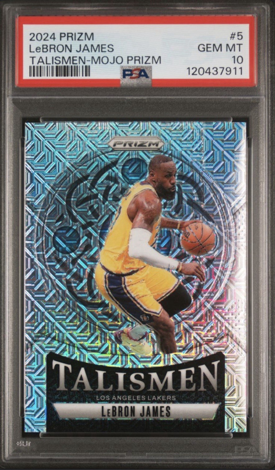 2024 Panini Prizm LeBron James Talismen Mojo 6/25 PSA 10 JERSEY MATCH POP3