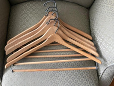 Lot of 5 Solid Vintage Wooden Pant/Suit Hangers travel trouser holder