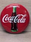Vintage 1990 Coca Cola 12” Metal Tin Sign Coke Bottle Round Wall Decor