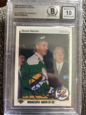 Derian Hatcher 1990-91 Upper Deck Rookie Autograph Card #359 BAS 10