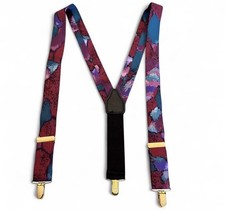 Pelican Multi-colored Satin Clips Suspenders Gold Hardware Adjustable preppy