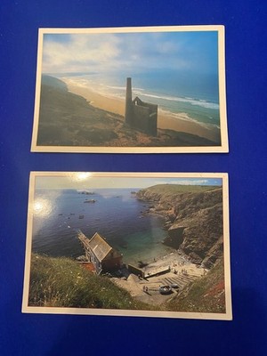 2 x Ungeschickte Postkarten Cornwall Die Eidechse & Wheal Coates Mine UK