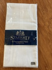   Stafford Package of 6 White 16" x16" Permanent Press Handkerchiefs NIP