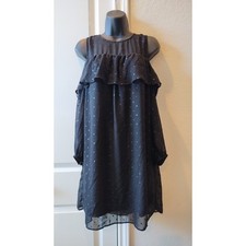 Old Navy Black Cold Shoulder Little Black Dress Sparkle Ruffle Bell Sleeve Small
