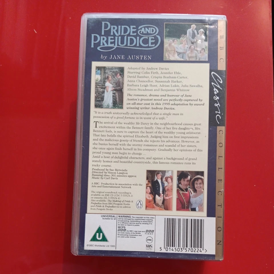 Pride and Prejudice VHS BBC Series Colin Firth Jennifer Ehle Jane Austen Videos - Image 2 of 4