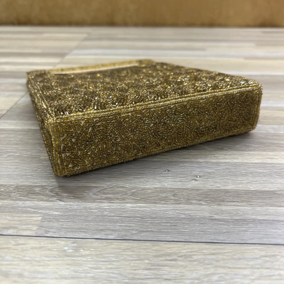 Bolso sin asas de noche con cuentas doradas Inge Christopher Indolink de colección - 8S569 Foto 4 de 4